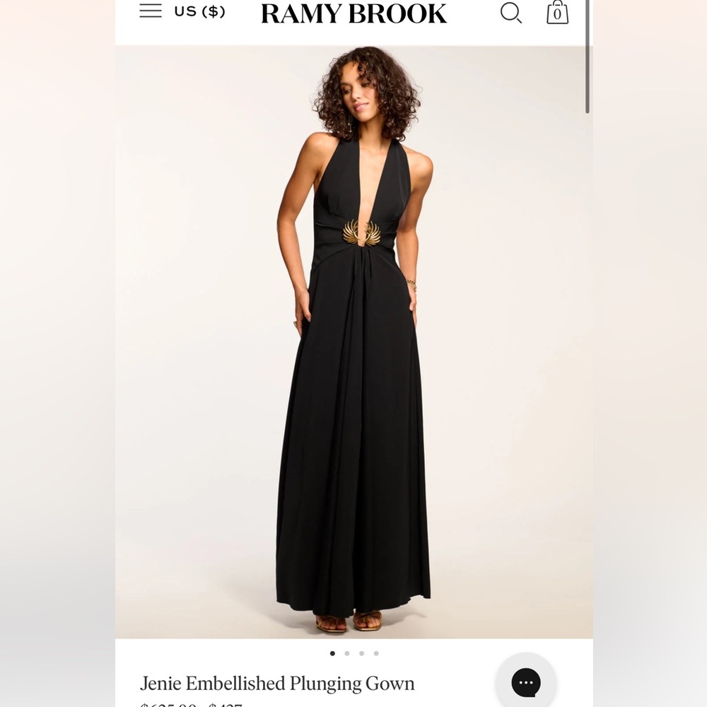 NWT RAMY BROOKE SIZE 6 Jeanie Plunge Gown Black